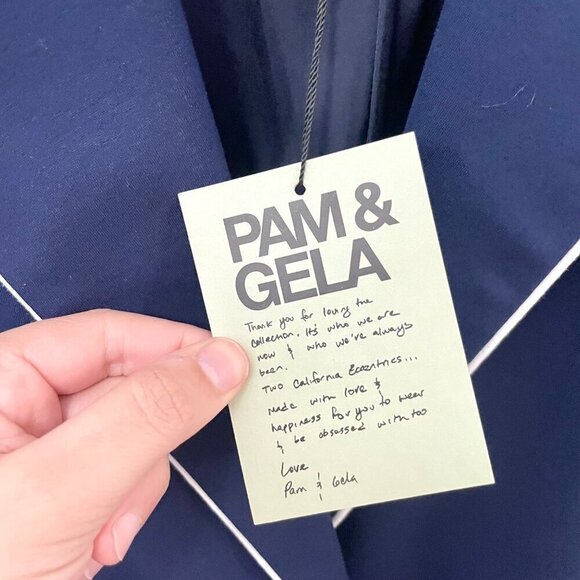 NWT Pam & Gela Boyfriend Track Blazer Navy Women’s Size M Oversized Tailored - Picture 5 of 8